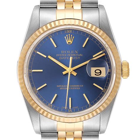 rolex datejust steel blue dial